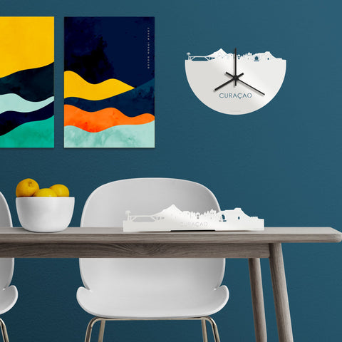 Standing Skyline Curaçao Wit glanzend gerecycled kunststof cadeau decoratie relatiegeschenk van WoodWideCities