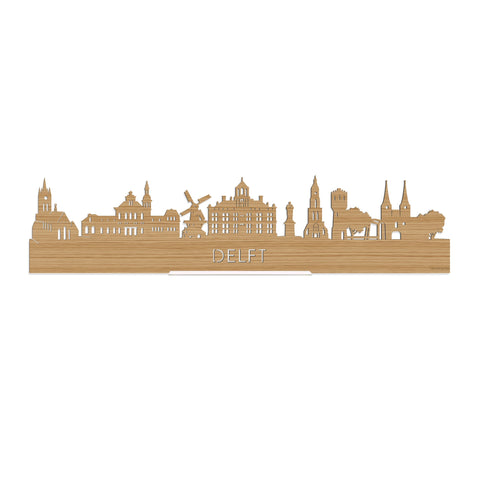 Standing Skyline Delft Bamboe houten cadeau decoratie relatiegeschenk van WoodWideCities
