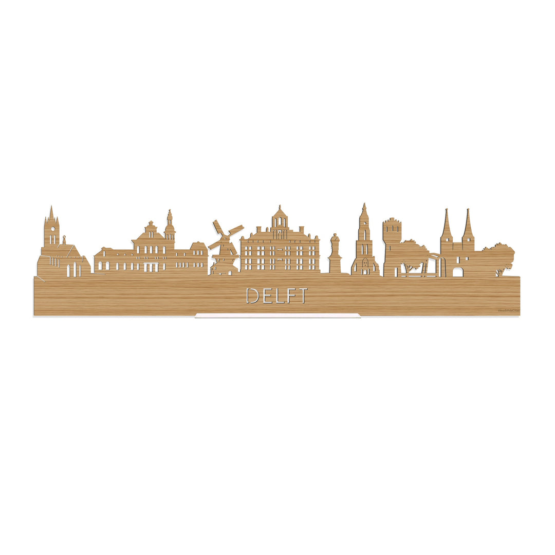 Standing Skyline Delft Bamboe houten cadeau decoratie relatiegeschenk van WoodWideCities