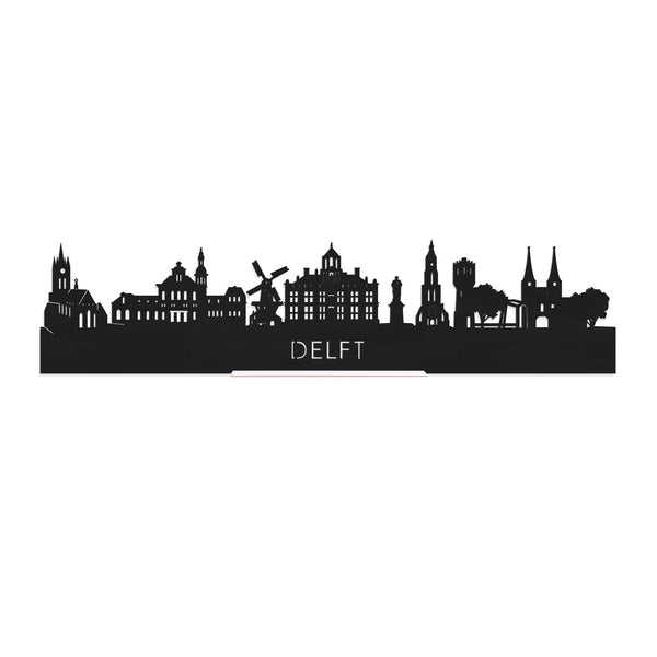 Standing Skyline Delft Zwart houten cadeau decoratie relatiegeschenk van WoodWideCities