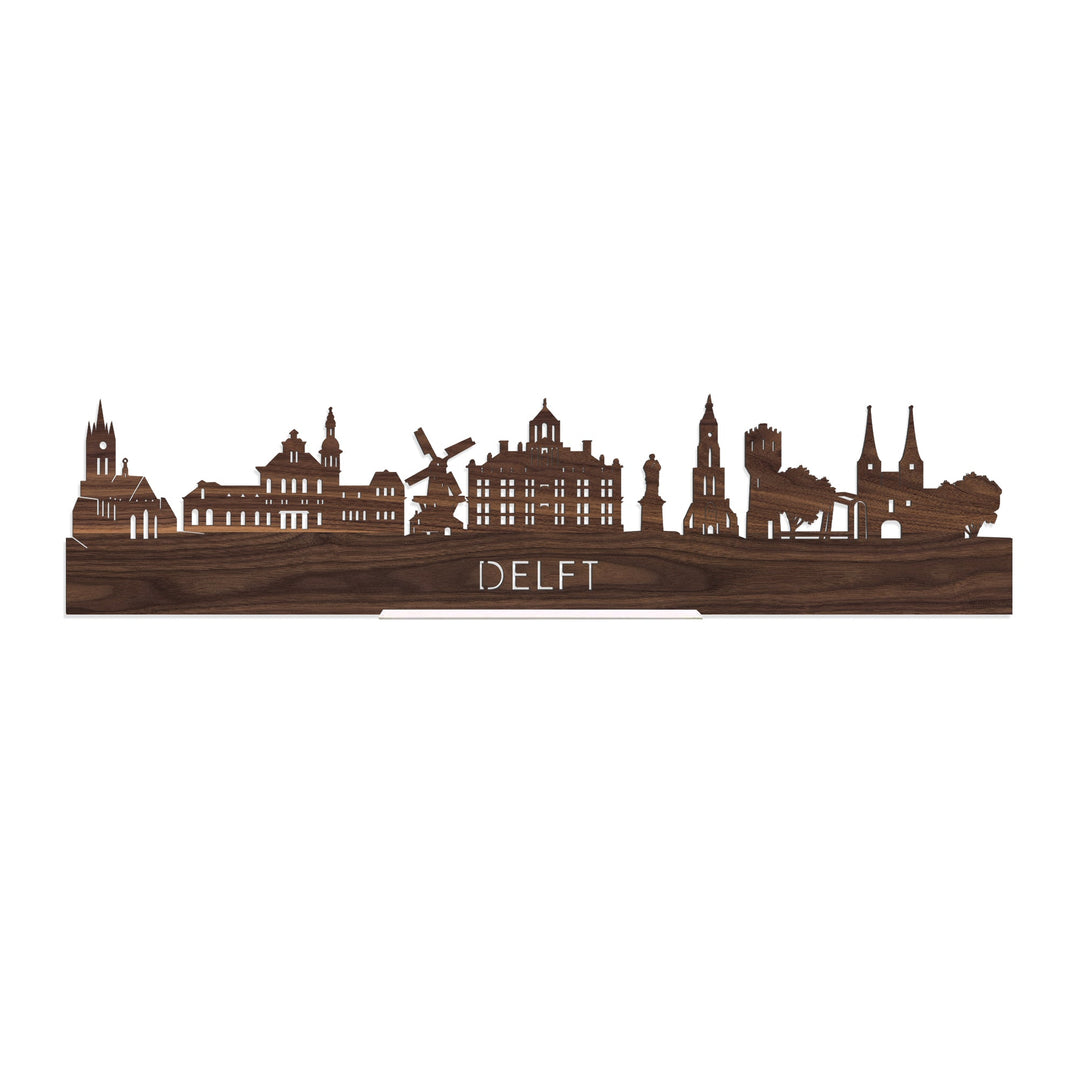 Standing Skyline Delft Noten houten cadeau decoratie relatiegeschenk van WoodWideCities