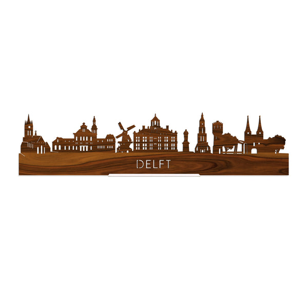 Standing Skyline Delft Palissander houten cadeau decoratie relatiegeschenk van WoodWideCities