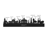 Standing Skyline Delft Zwart glanzend gerecycled kunststof cadeau decoratie relatiegeschenk van WoodWideCities