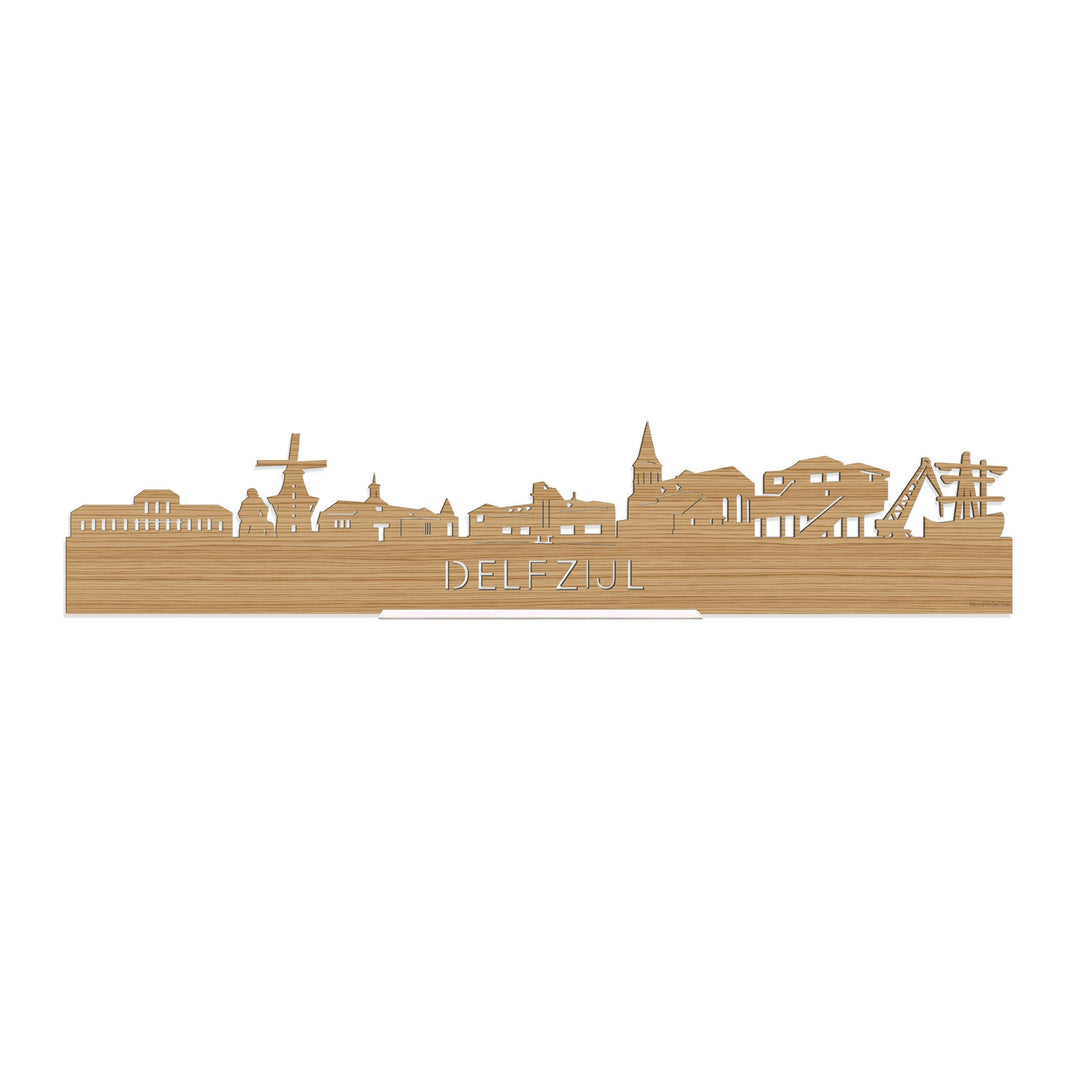 Standing Skyline Delfzijl Bamboe 40 cm  houten cadeau decoratie relatiegeschenk van WoodWideCities