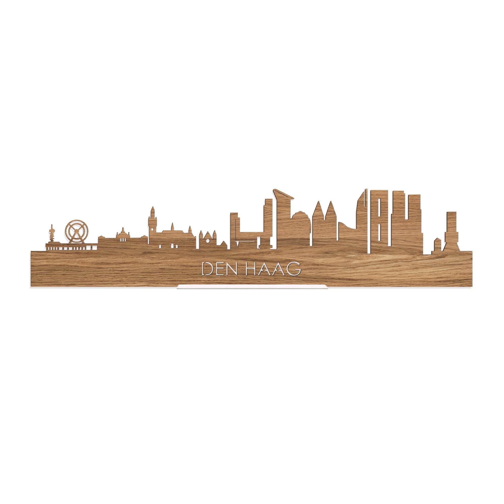 Standing Skyline Den Haag Eiken 40 cm  houten cadeau decoratie relatiegeschenk van WoodWideCities