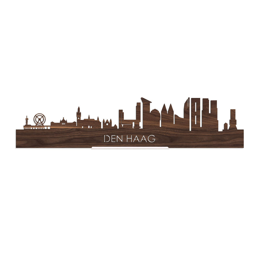 Standing Skyline Den Haag Noten 40 cm  houten cadeau decoratie relatiegeschenk van WoodWideCities