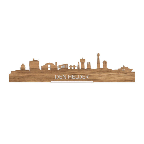 Standing Skyline Den Helder Eiken 40 cm  houten cadeau decoratie relatiegeschenk van WoodWideCities