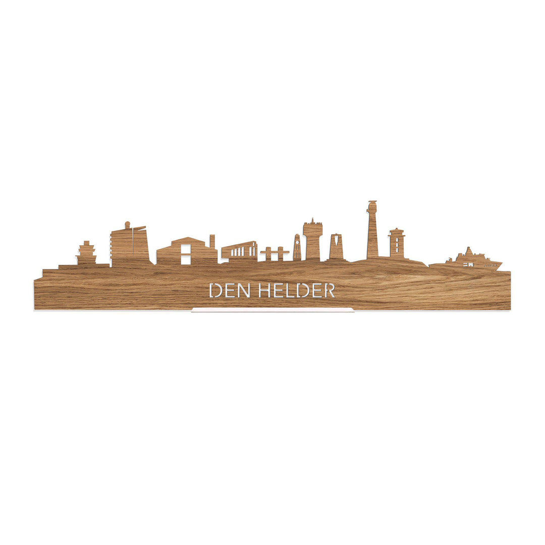 Standing Skyline Den Helder Eiken 40 cm  houten cadeau decoratie relatiegeschenk van WoodWideCities