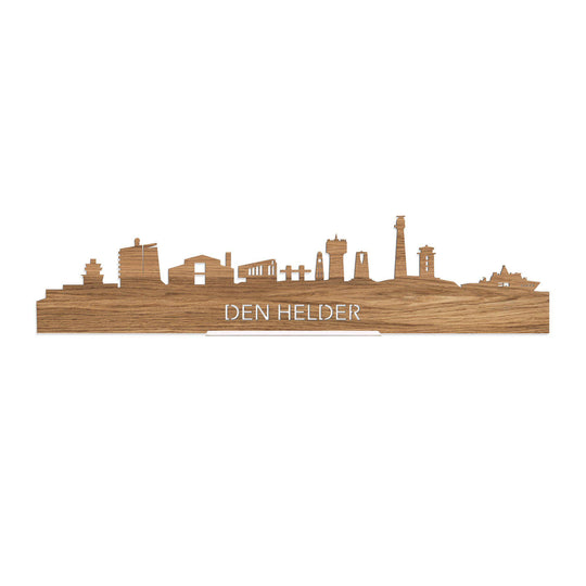 Standing Skyline Den Helder Eiken 40 cm  houten cadeau decoratie relatiegeschenk van WoodWideCities