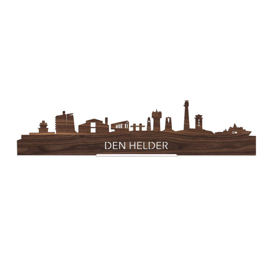 Standing Skyline Den Helder Noten 40 cm  houten cadeau decoratie relatiegeschenk van WoodWideCities