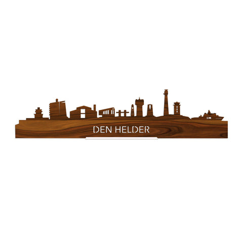 Standing Skyline Den Helder Palissander 40 cm  houten cadeau decoratie relatiegeschenk van WoodWideCities