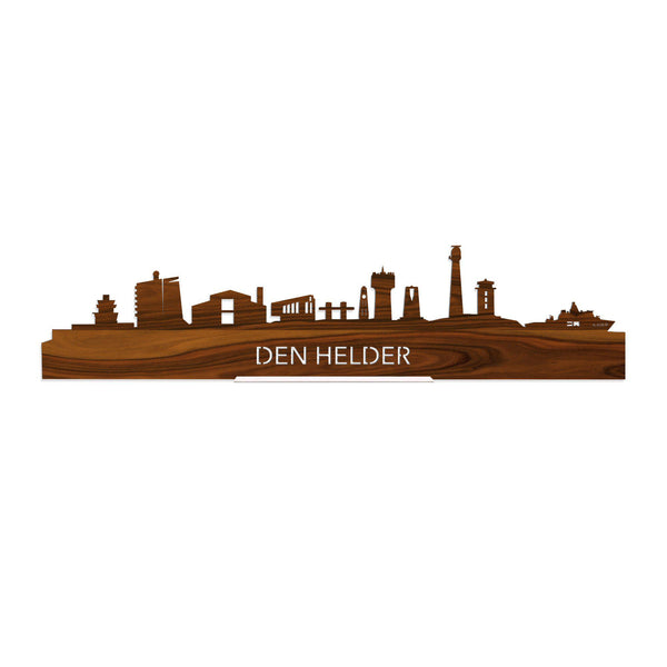 Standing Skyline Den Helder Palissander 40 cm  houten cadeau decoratie relatiegeschenk van WoodWideCities