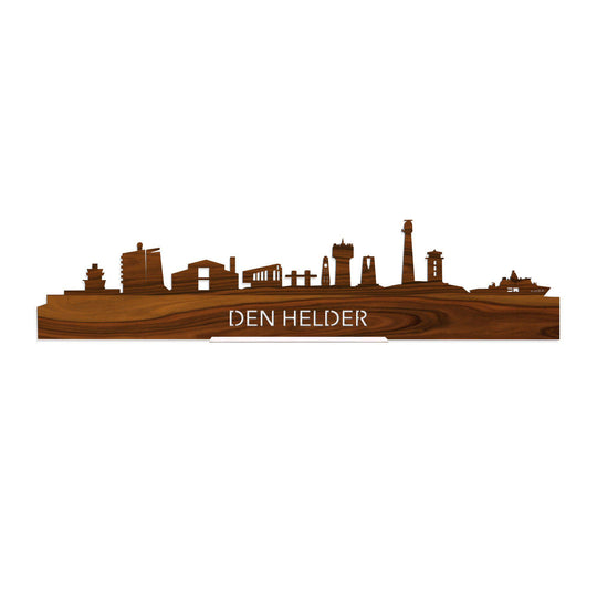 Standing Skyline Den Helder Palissander 40 cm  houten cadeau decoratie relatiegeschenk van WoodWideCities