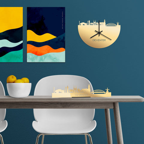 Standing Skyline Deventer Metallic Goud gerecycled kunststof cadeau decoratie relatiegeschenk van WoodWideCities