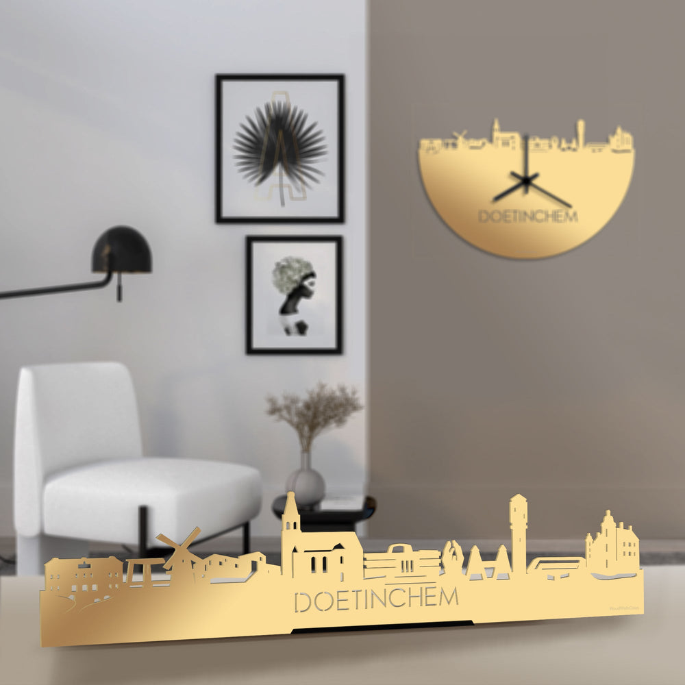 Standing Skyline Doetinchem Metallic Goud gerecycled kunststof cadeau decoratie relatiegeschenk van WoodWideCities