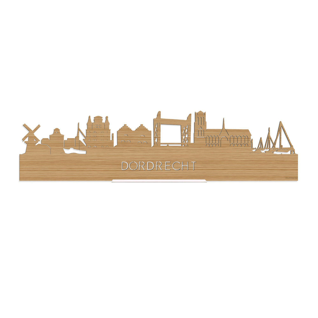 Standing Skyline Dordrecht Bamboe 40 cm  houten cadeau decoratie relatiegeschenk van WoodWideCities
