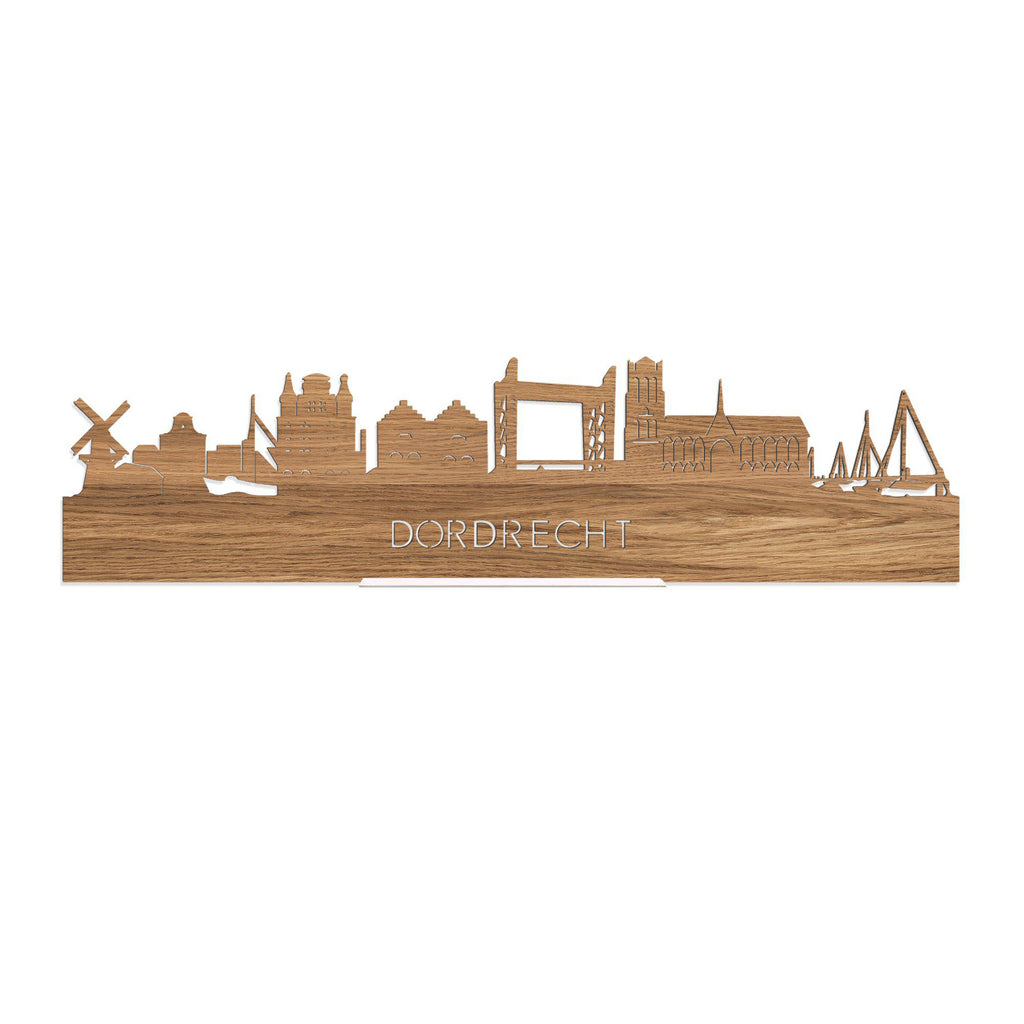 Standing Skyline Dordrecht Eiken 40 cm  houten cadeau decoratie relatiegeschenk van WoodWideCities