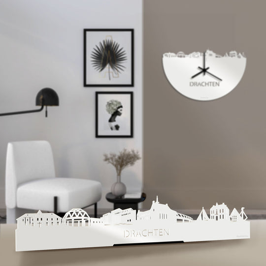 Standing Skyline Drachten Wit glanzend gerecycled kunststof cadeau decoratie relatiegeschenk van WoodWideCities