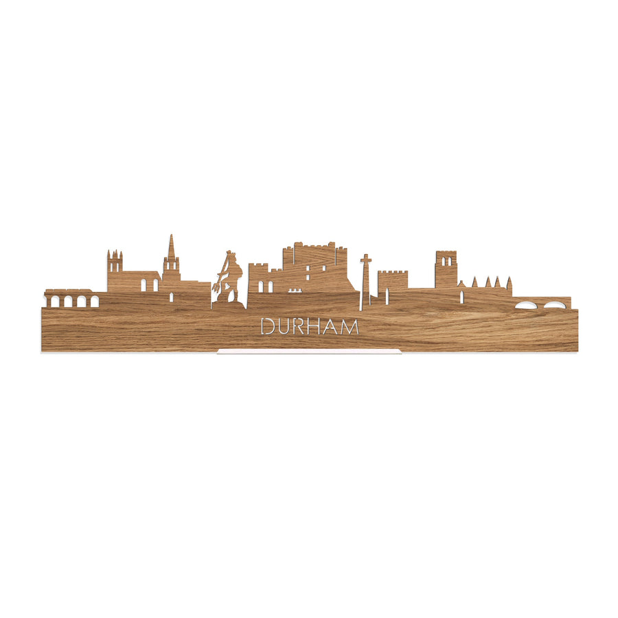 Standing Skyline Durham Eiken houten cadeau decoratie relatiegeschenk van WoodWideCities