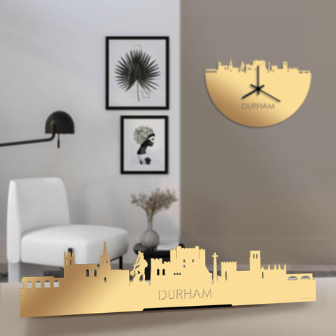Standing Skyline Durham Metallic Goud gerecycled kunststof cadeau decoratie relatiegeschenk van WoodWideCities