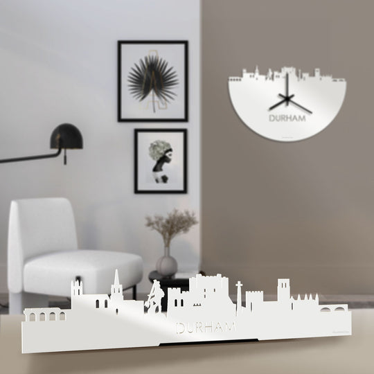 Standing Skyline Durham Wit glanzend gerecycled kunststof cadeau decoratie relatiegeschenk van WoodWideCities