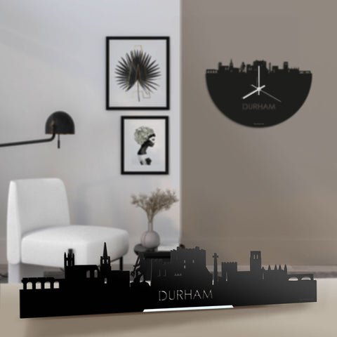 Standing Skyline Durham Zwart glanzend gerecycled kunststof cadeau decoratie relatiegeschenk van WoodWideCities