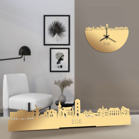 Standing Skyline Ede Metallic Goud gerecycled kunststof cadeau decoratie relatiegeschenk van WoodWideCities