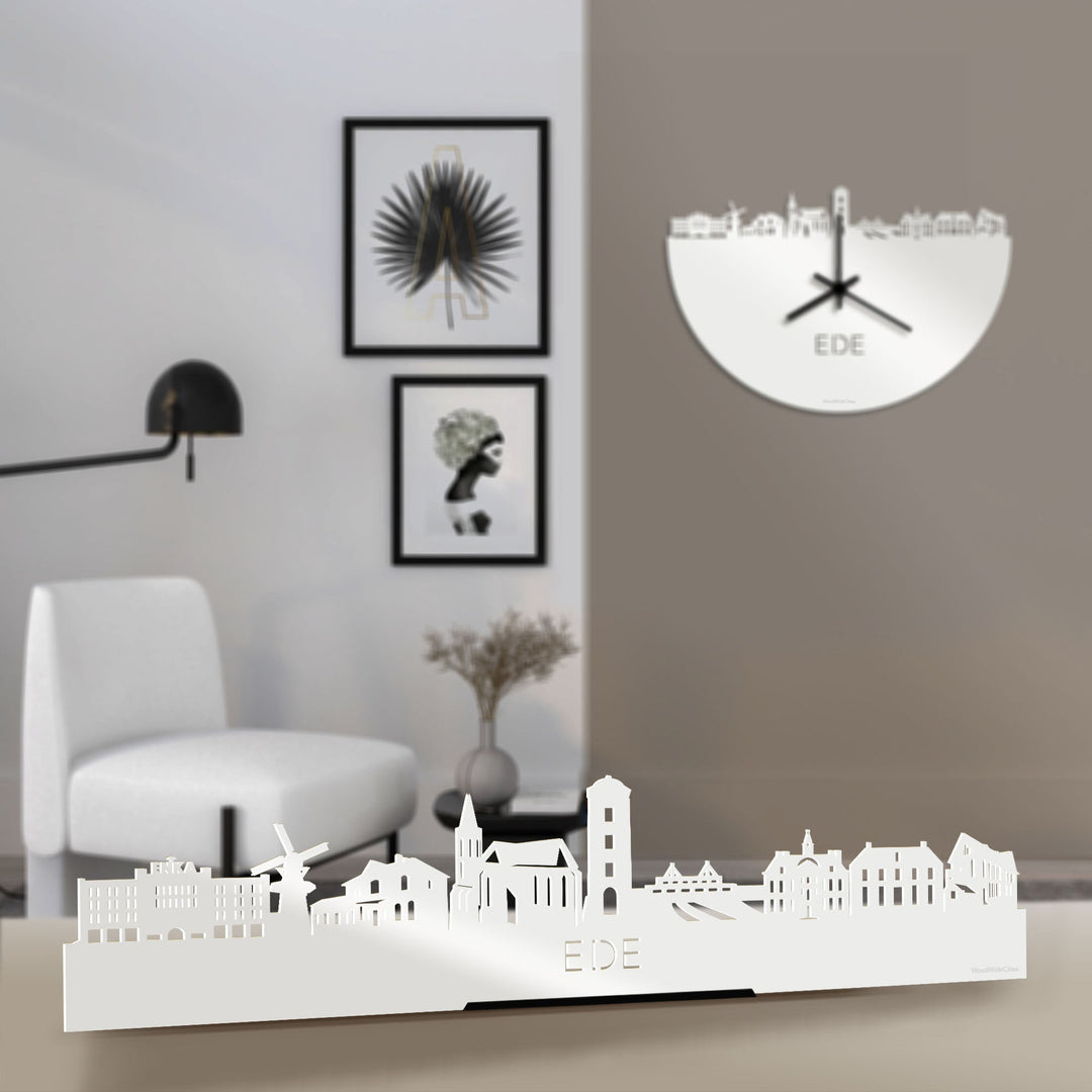 Standing Skyline Ede Wit glanzend gerecycled kunststof cadeau decoratie relatiegeschenk van WoodWideCities