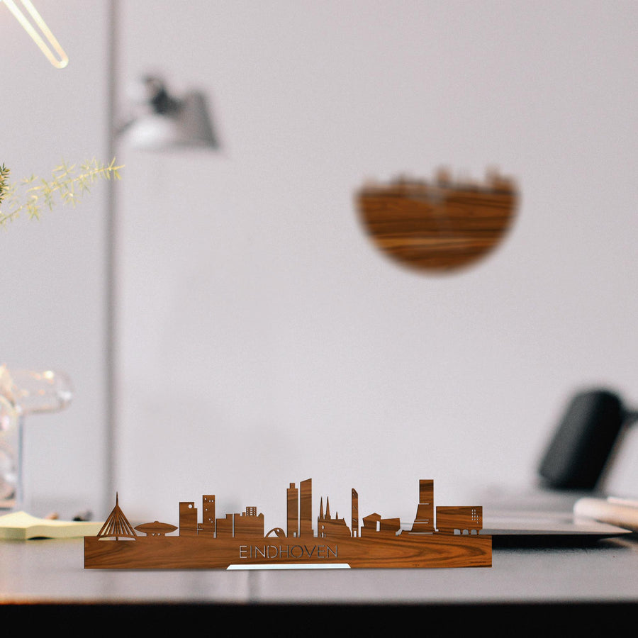 Standing Skyline Eindhoven Palissander houten cadeau decoratie relatiegeschenk van WoodWideCities
