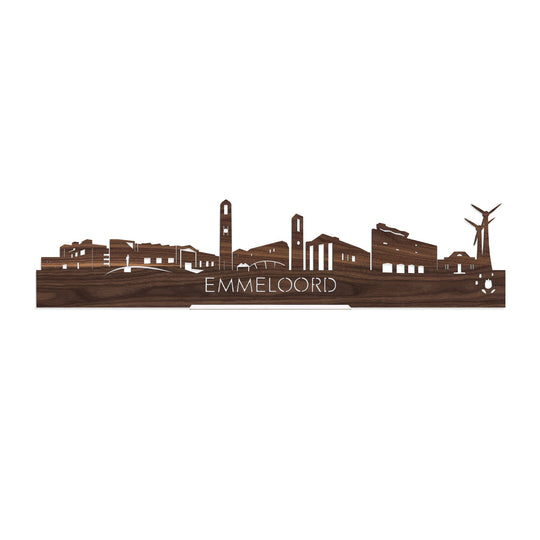 Standing Skyline Emmeloord Noten houten cadeau decoratie relatiegeschenk van WoodWideCities