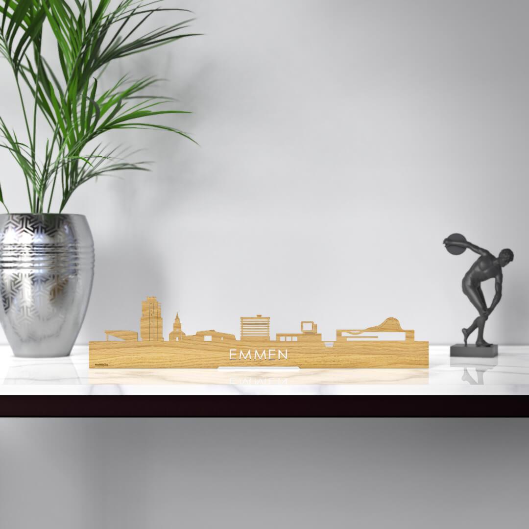 Standing Skyline Emmen Eiken houten cadeau decoratie relatiegeschenk van WoodWideCities