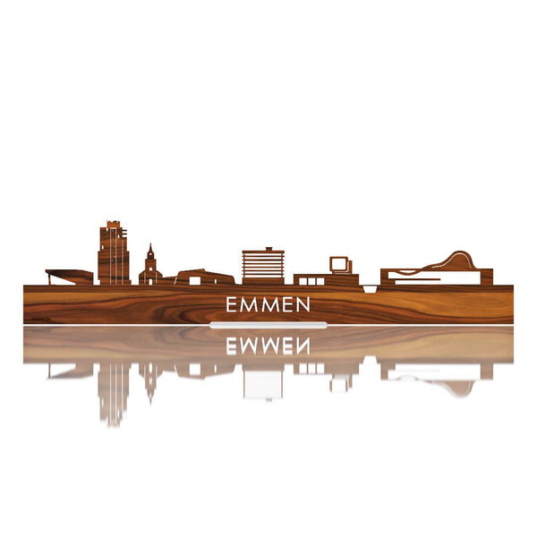 Standing Skyline Emmen Palissander houten cadeau decoratie relatiegeschenk van WoodWideCities