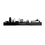 Standing Skyline Emmen Zwart glanzend gerecycled kunststof cadeau decoratie relatiegeschenk van WoodWideCities
