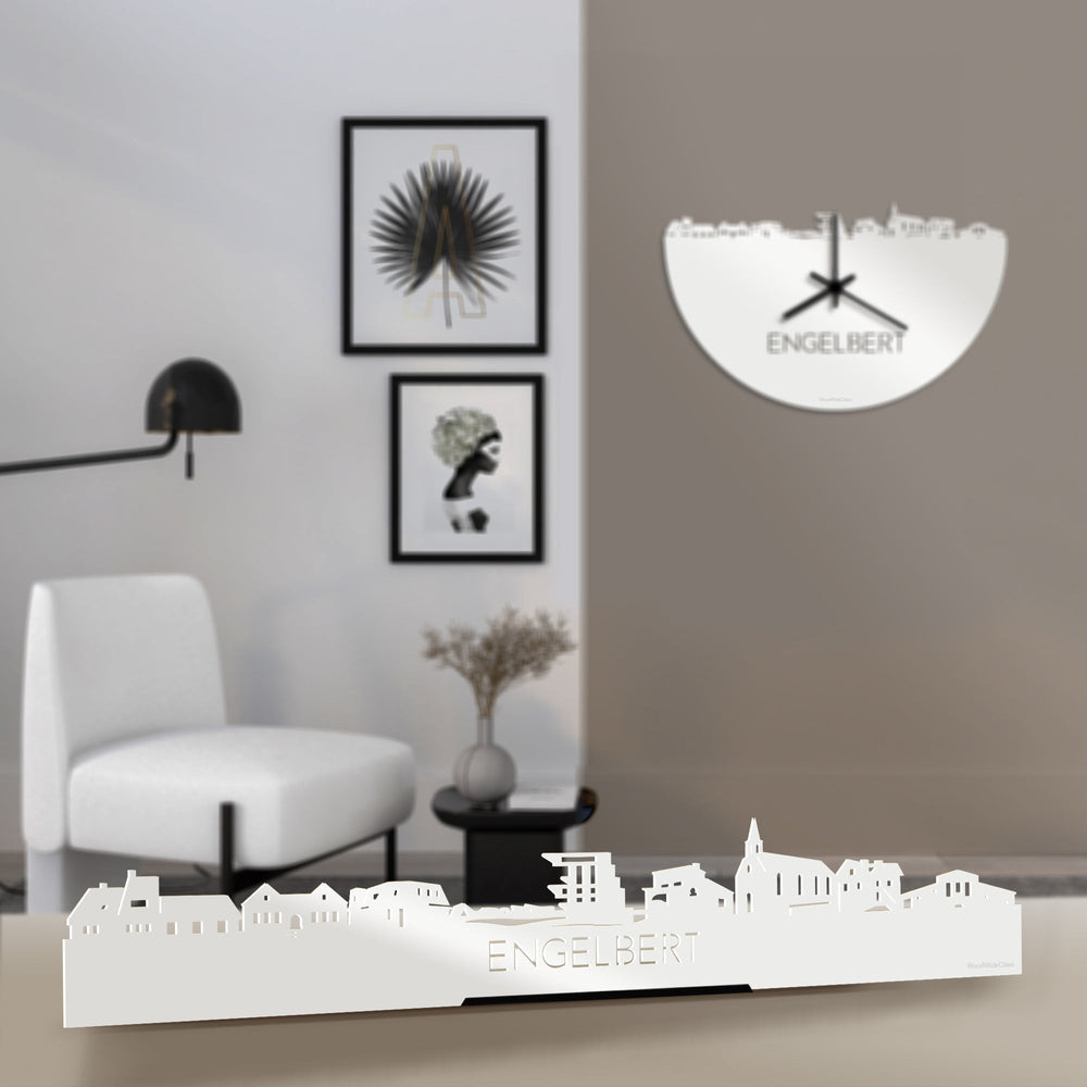 Standing Skyline Engelbert Wit glanzend gerecycled kunststof cadeau decoratie relatiegeschenk van WoodWideCities