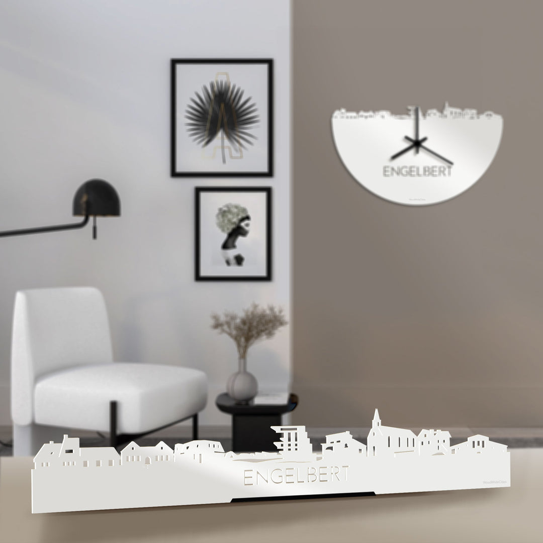 Standing Skyline Engelbert Wit glanzend gerecycled kunststof cadeau decoratie relatiegeschenk van WoodWideCities