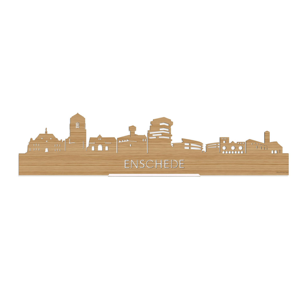 Standing Skyline Enschede Bamboe 40 cm  houten cadeau decoratie relatiegeschenk van WoodWideCities