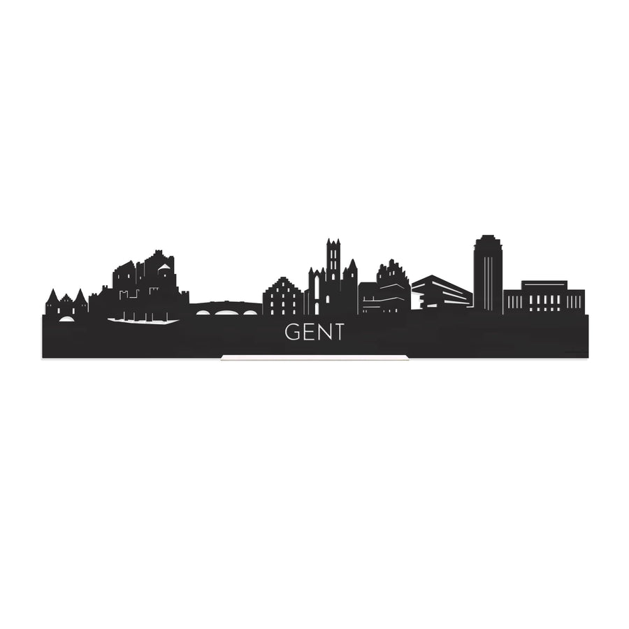Standing Skyline Gent Zwart houten cadeau decoratie relatiegeschenk van WoodWideCities