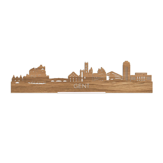Standing Skyline Gent Eiken houten cadeau decoratie relatiegeschenk van WoodWideCities