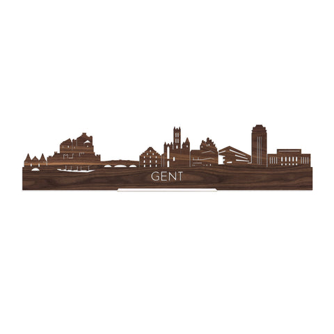 Standing Skyline Gent Noten houten cadeau decoratie relatiegeschenk van WoodWideCities