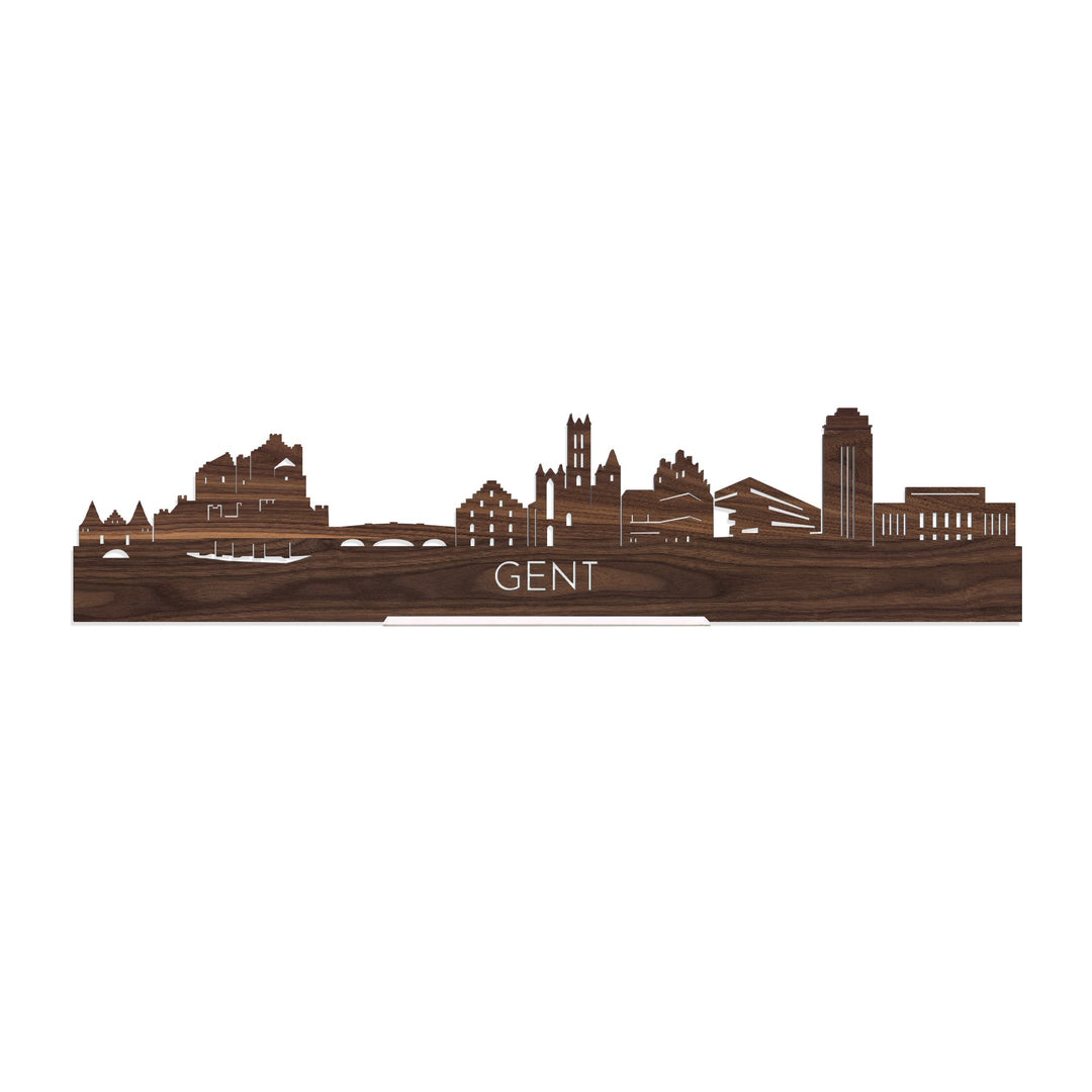 Standing Skyline Gent Noten houten cadeau decoratie relatiegeschenk van WoodWideCities