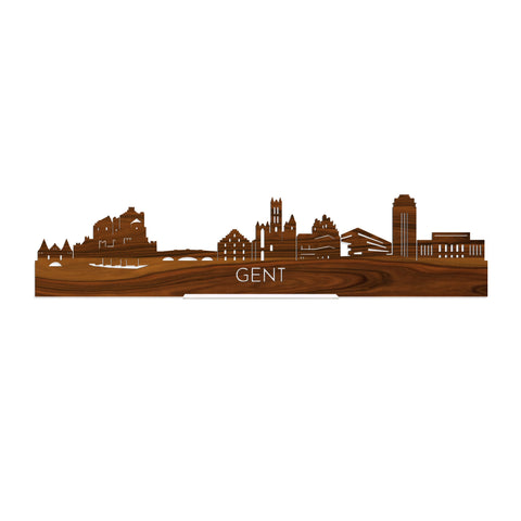 Standing Skyline Gent Palissander houten cadeau decoratie relatiegeschenk van WoodWideCities