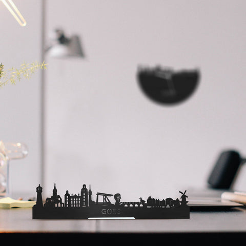 Standing Skyline Goes Zwart houten cadeau decoratie relatiegeschenk van WoodWideCities