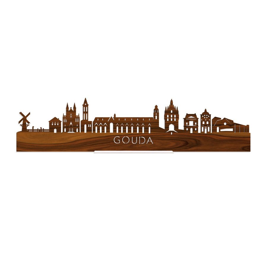 Standing Skyline Gouda Palissander houten cadeau decoratie relatiegeschenk van WoodWideCities