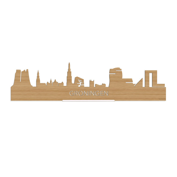 Standing Skyline Groningen Bamboe 40 cm  houten cadeau decoratie relatiegeschenk van WoodWideCities