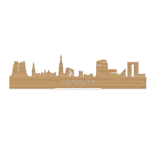 Standing Skyline Groningen Bamboe 40 cm  houten cadeau decoratie relatiegeschenk van WoodWideCities