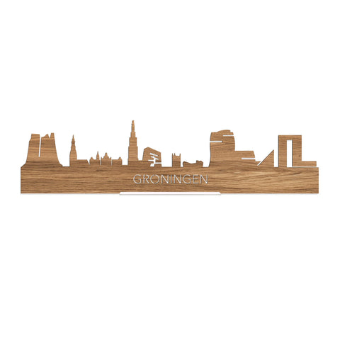 Standing Skyline Groningen Eiken houten cadeau decoratie relatiegeschenk van WoodWideCities