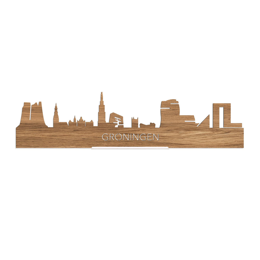 Standing Skyline Groningen Eiken houten cadeau decoratie relatiegeschenk van WoodWideCities