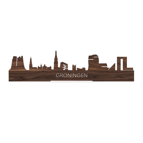 Standing Skyline Groningen Noten houten cadeau decoratie relatiegeschenk van WoodWideCities