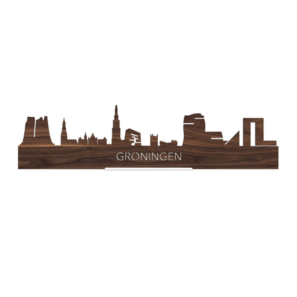 Standing Skyline Groningen Noten houten cadeau decoratie relatiegeschenk van WoodWideCities