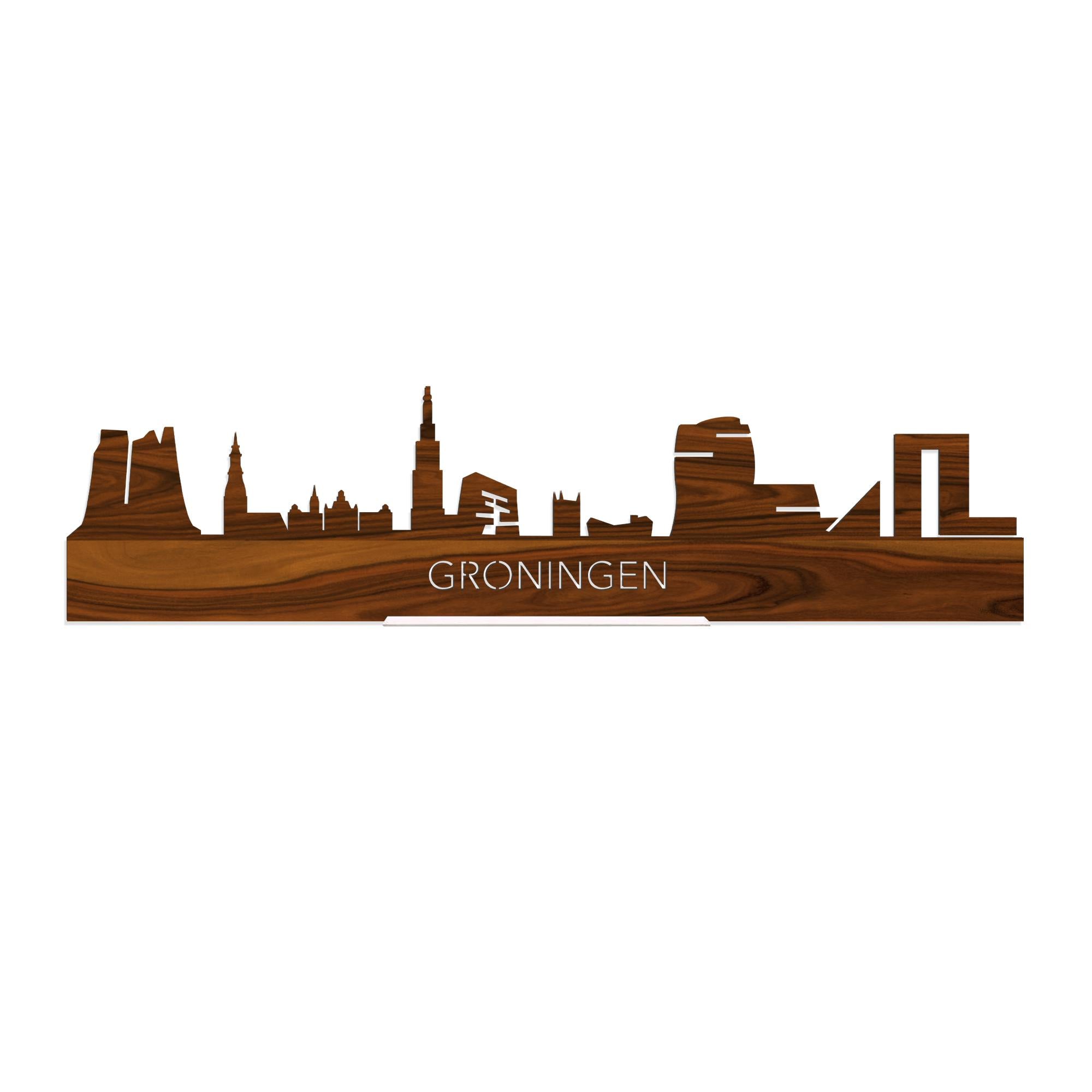 Standing Skyline Groningen Palissander 40 cm  houten cadeau decoratie relatiegeschenk van WoodWideCities